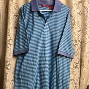 Izod Navy and Light Blue Striped Polo 100% Cotton XLT